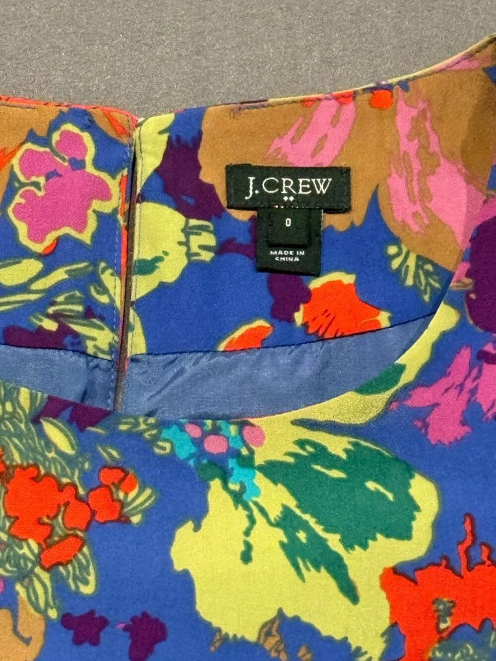 J.Crew Size 0 Blue Multicolor Floral Long Sleeve Shift Mini Dress Pockets